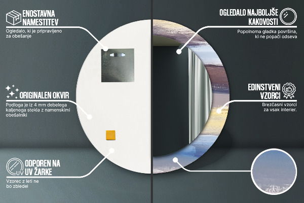 Miroir rond imprimé Image abstraite