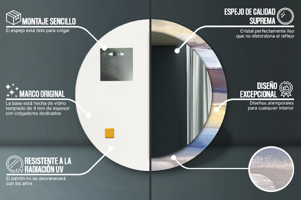 Miroir rond imprimé Image abstraite