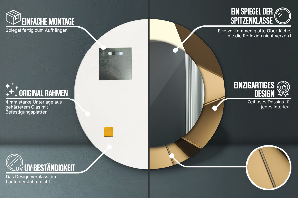 Miroir rond imprimé Abstraction moderne