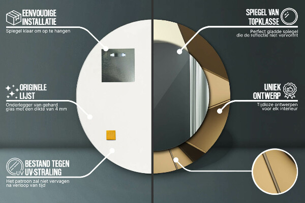 Miroir rond imprimé Abstraction moderne