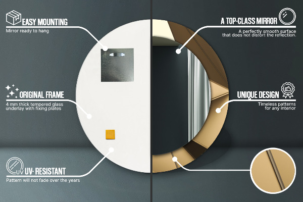 Miroir rond imprimé Abstraction moderne