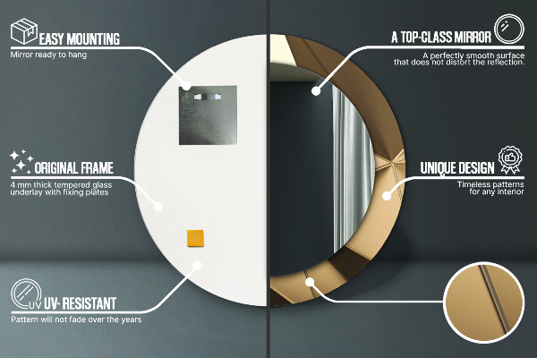 Miroir rond imprimé Abstraction moderne