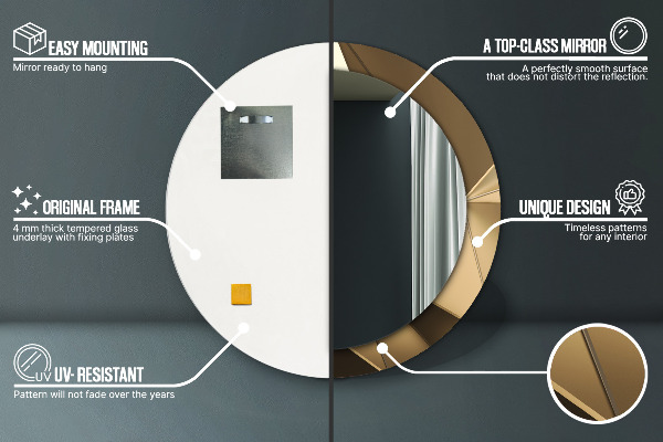 Miroir rond imprimé Abstraction moderne