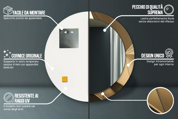 Miroir rond imprimé Abstraction moderne