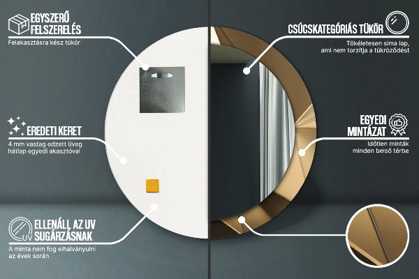 Miroir rond imprimé Abstraction moderne
