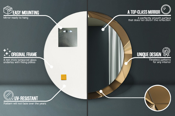 Miroir rond imprimé Abstraction moderne