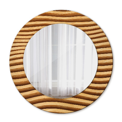 Miroir rond imprimé Vague de bois