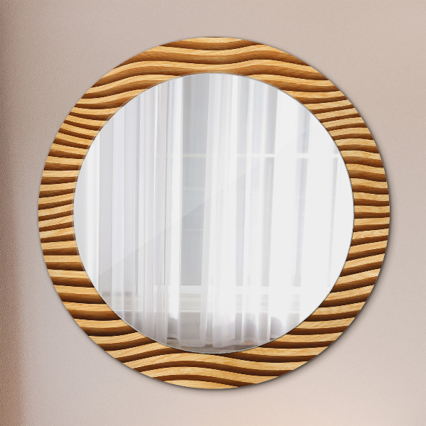 Miroir rond imprimé Vague de bois