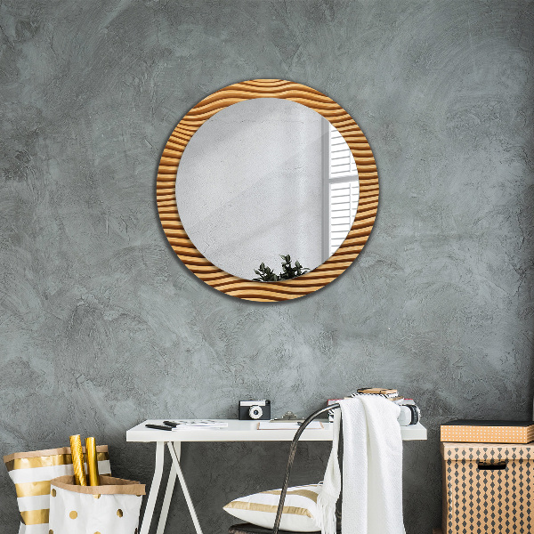 Miroir rond imprimé Vague de bois