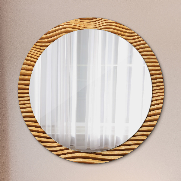 Miroir rond imprimé Vague de bois