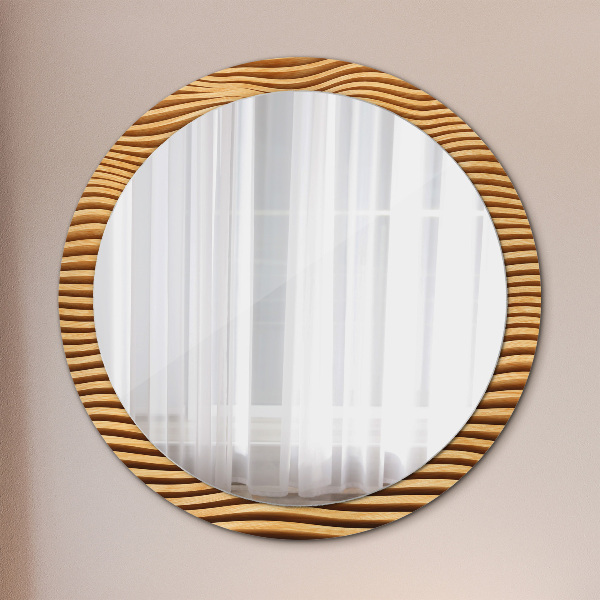 Miroir rond imprimé Vague de bois
