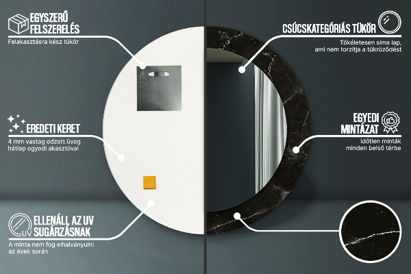 Miroir rond imprimé Pierre de marbre