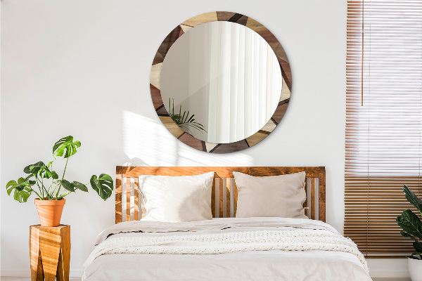 Miroir rond imprimé Bois 3d géométrique