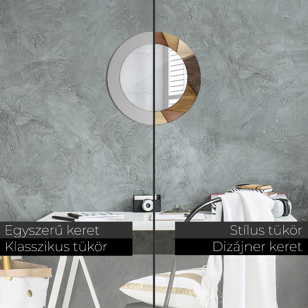 Miroir rond imprimé Bois 3d géométrique