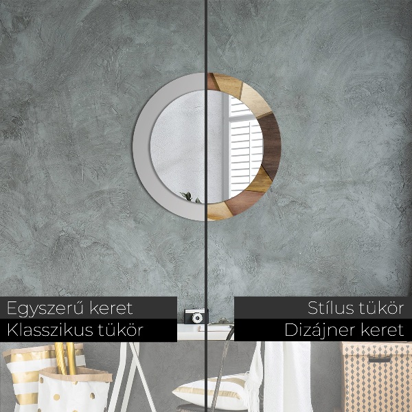 Miroir rond imprimé Bois 3d géométrique