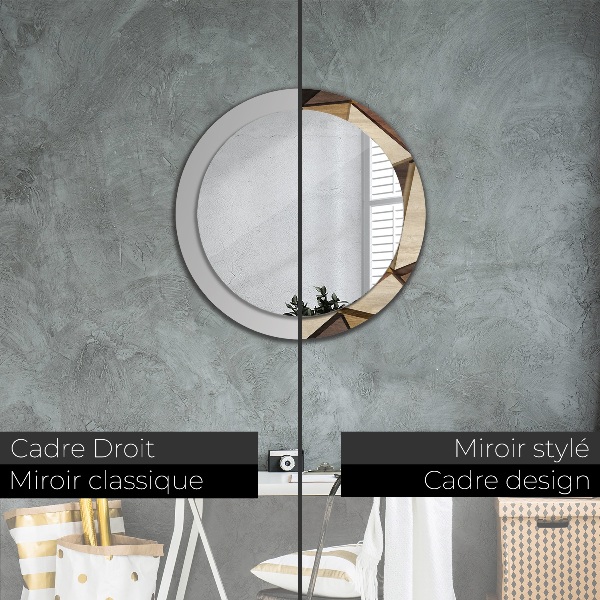Miroir rond imprimé Bois 3d géométrique
