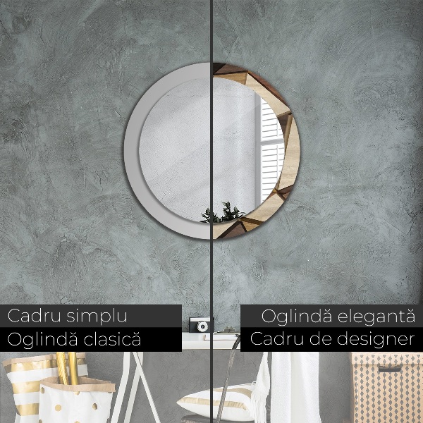 Miroir rond imprimé Bois 3d géométrique