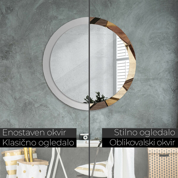 Miroir rond imprimé Bois 3d géométrique