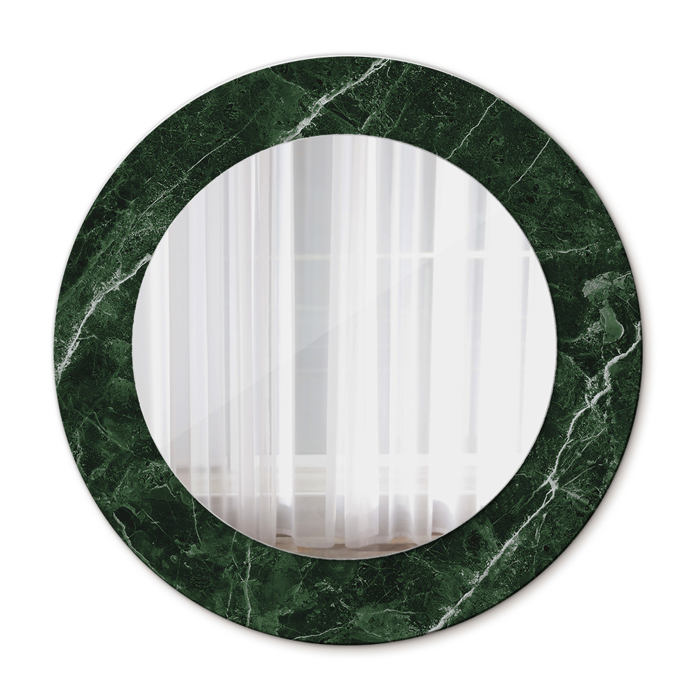Miroir rond cadre avec impression Marbre vert