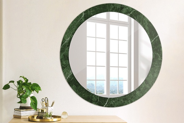 Miroir rond cadre avec impression Marbre vert