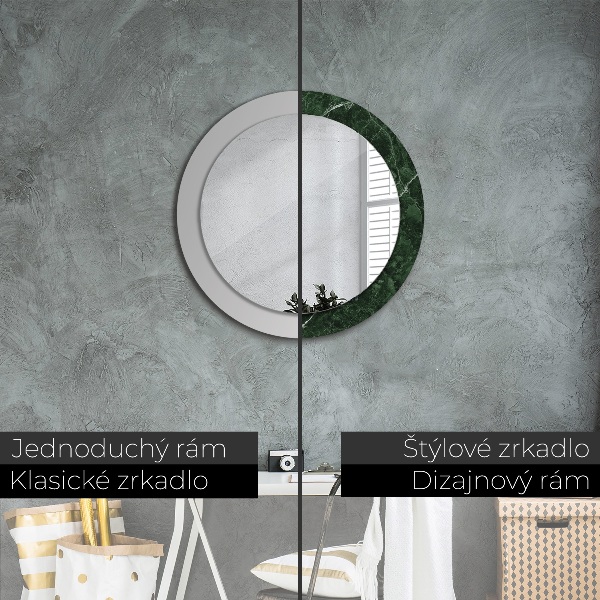 Miroir rond cadre avec impression Marbre vert