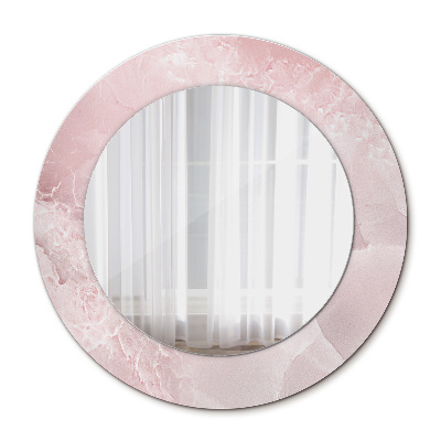 Miroir rond cadre avec impression Pierre rose