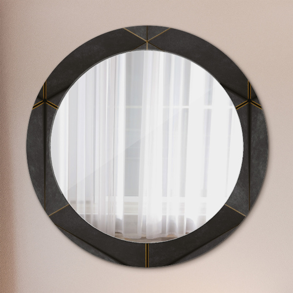 Miroir rond cadre avec impression Triangles gris
