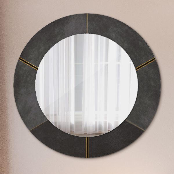 Miroir rond cadre avec impression Triangles gris