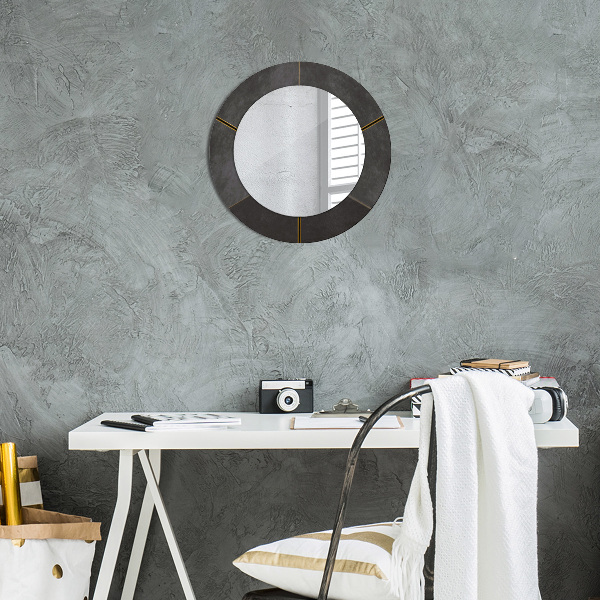 Miroir rond cadre avec impression Triangles gris