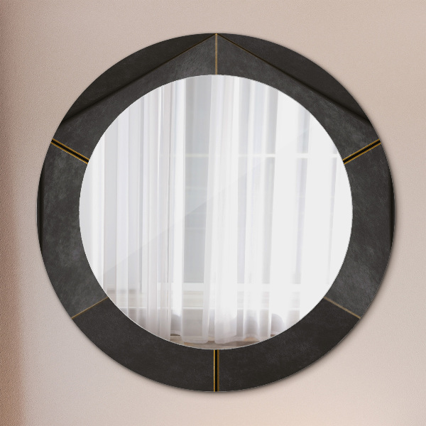 Miroir rond cadre avec impression Triangles gris
