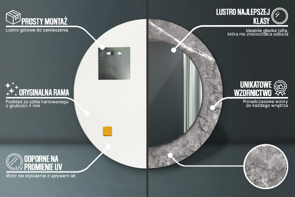 Miroir rond avec décoration Marbre rustique