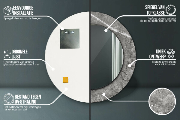 Miroir rond avec décoration Marbre rustique