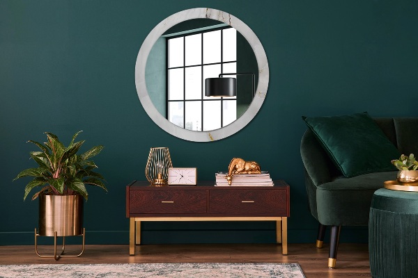 Miroir rond avec décoration Marbre brillant