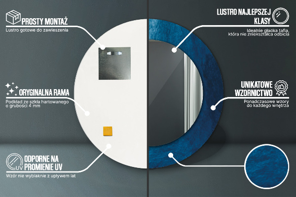 Miroir rond avec décoration Art abstrait