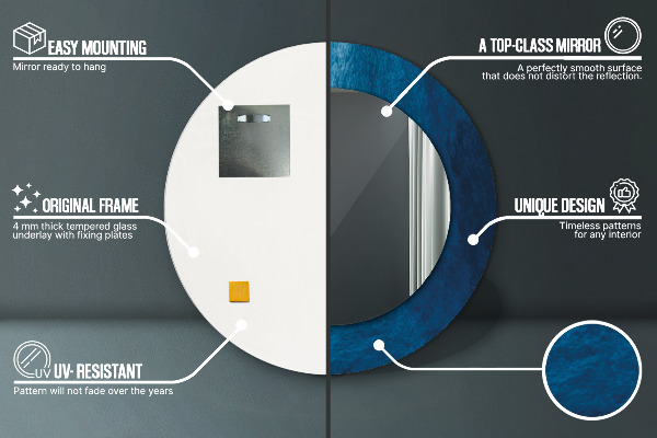 Miroir rond avec décoration Art abstrait