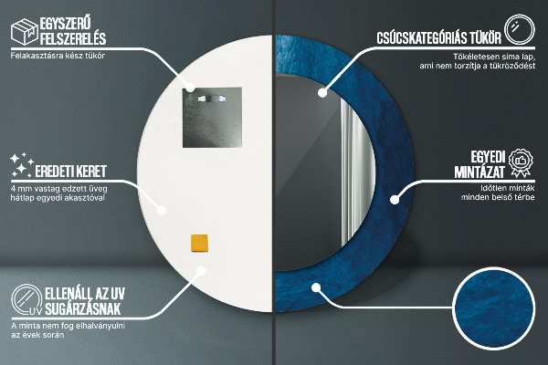 Miroir rond avec décoration Art abstrait