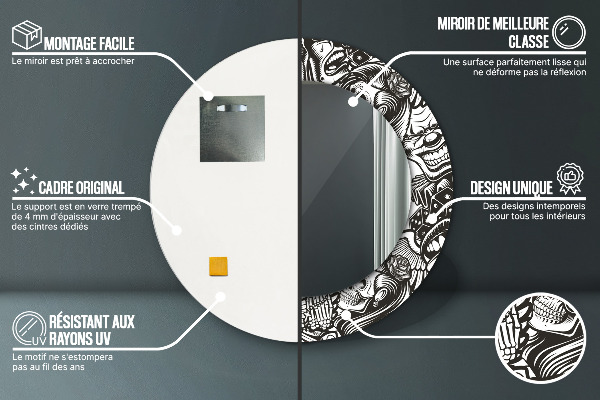 Miroir rond avec décoration Fluide abstrait