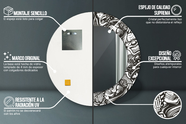 Miroir rond avec décoration Fluide abstrait