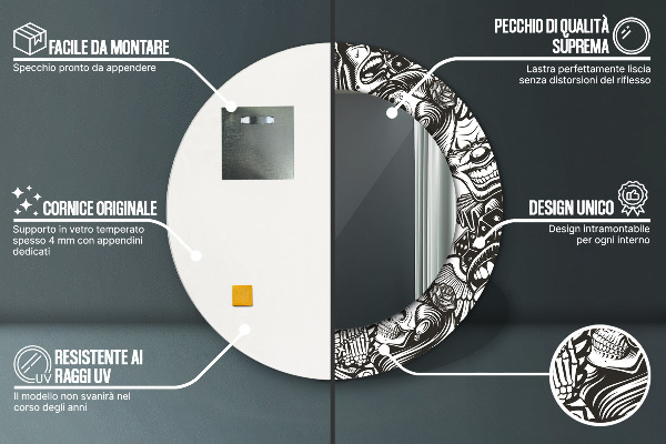 Miroir rond avec décoration Fluide abstrait