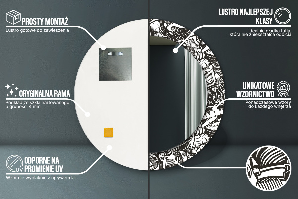 Miroir rond avec décoration Fluide abstrait