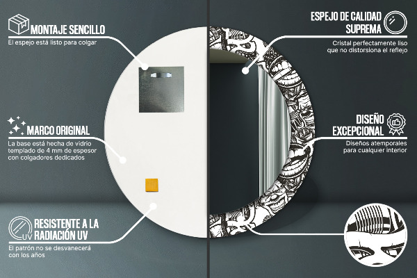 Miroir rond avec décoration Fluide abstrait