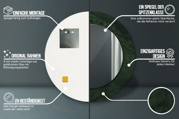 Miroir rond avec décoration Marbre vert