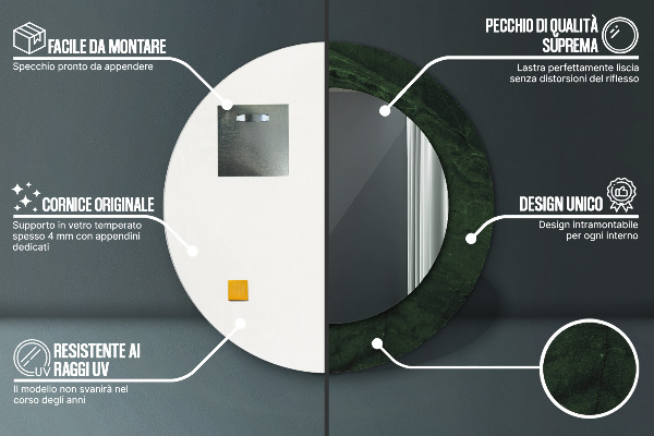 Miroir rond avec décoration Marbre vert