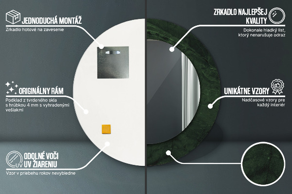 Miroir rond avec décoration Marbre vert