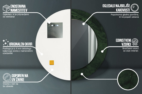 Miroir rond avec décoration Marbre vert