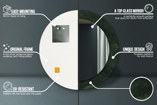 Miroir rond avec décoration Marbre vert