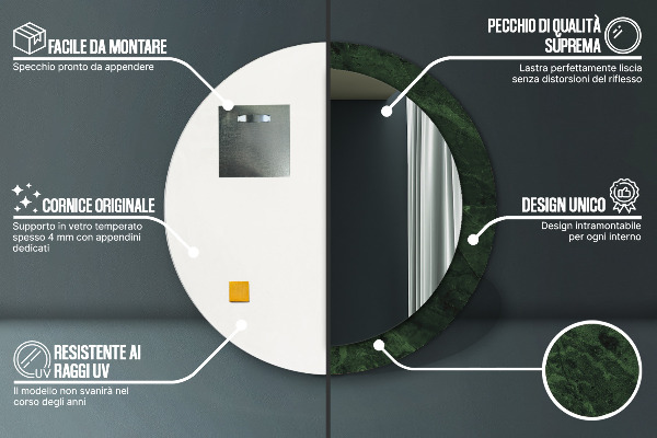 Miroir rond avec décoration Marbre vert