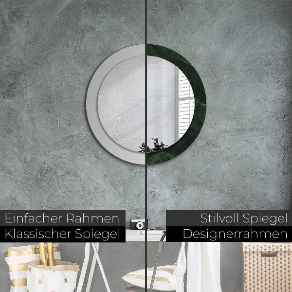 Miroir rond avec décoration Marbre vert