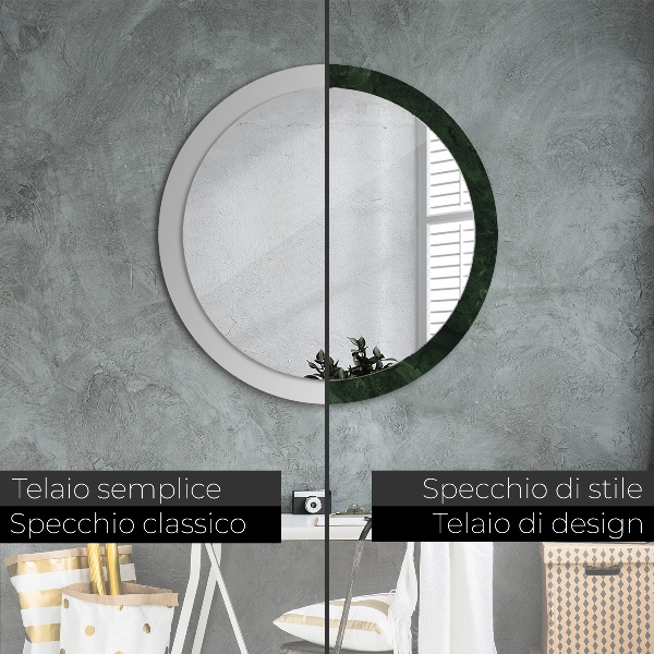 Miroir rond avec décoration Marbre vert