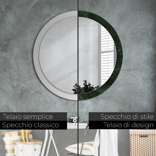 Miroir rond avec décoration Marbre vert